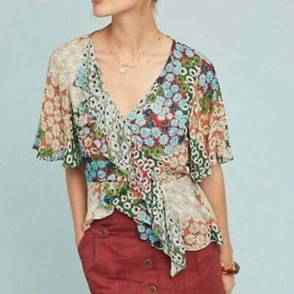 Anthropologie Ruffle Blouse XS